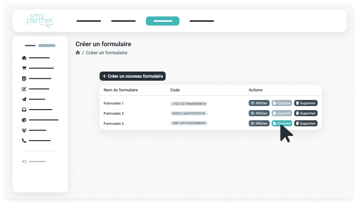 Exporter un formulaire SMS Partner